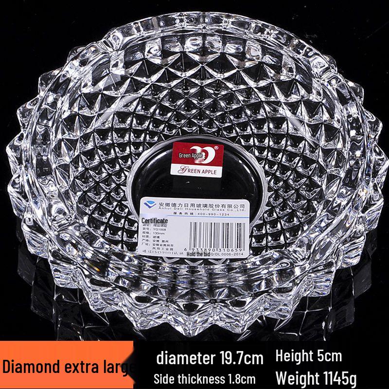 Buy One Get Two: Large Crystal Glass Ashtray for Home, Bedside, or Bar