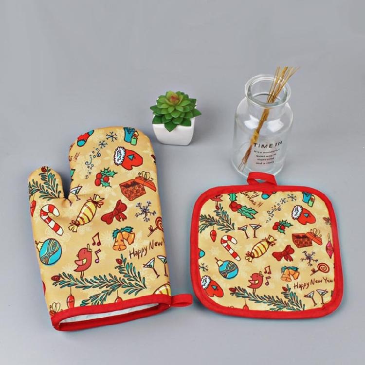 Christmas Kitchen Cooking Microwave Gloves Baking BBQ Potholders Oven Mitts