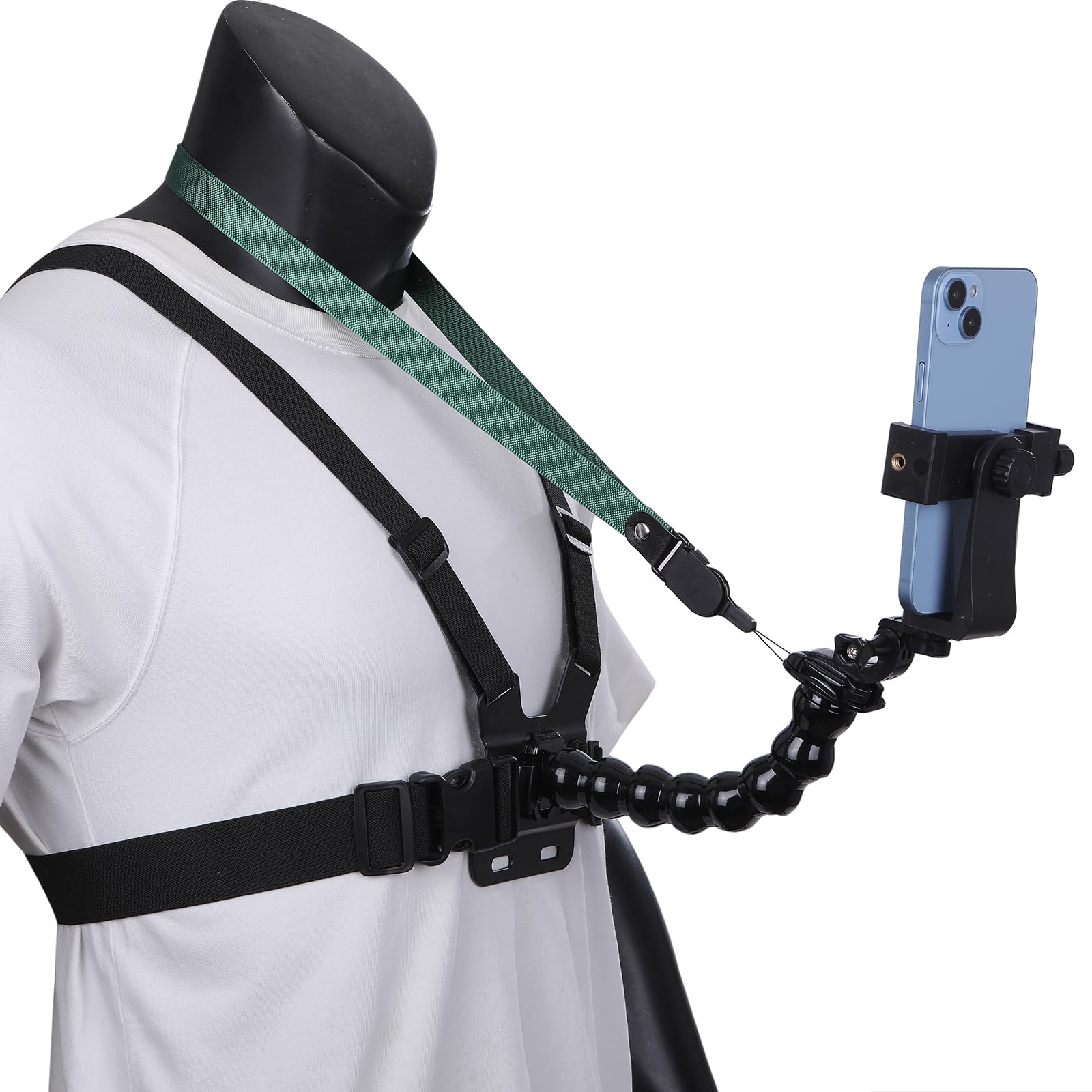 

Крепление-жилет для экшн-камеры смартфона Pureseek с гибким двухкомпонентным кронштейном для крепления на грудь и клипсой, держатель,