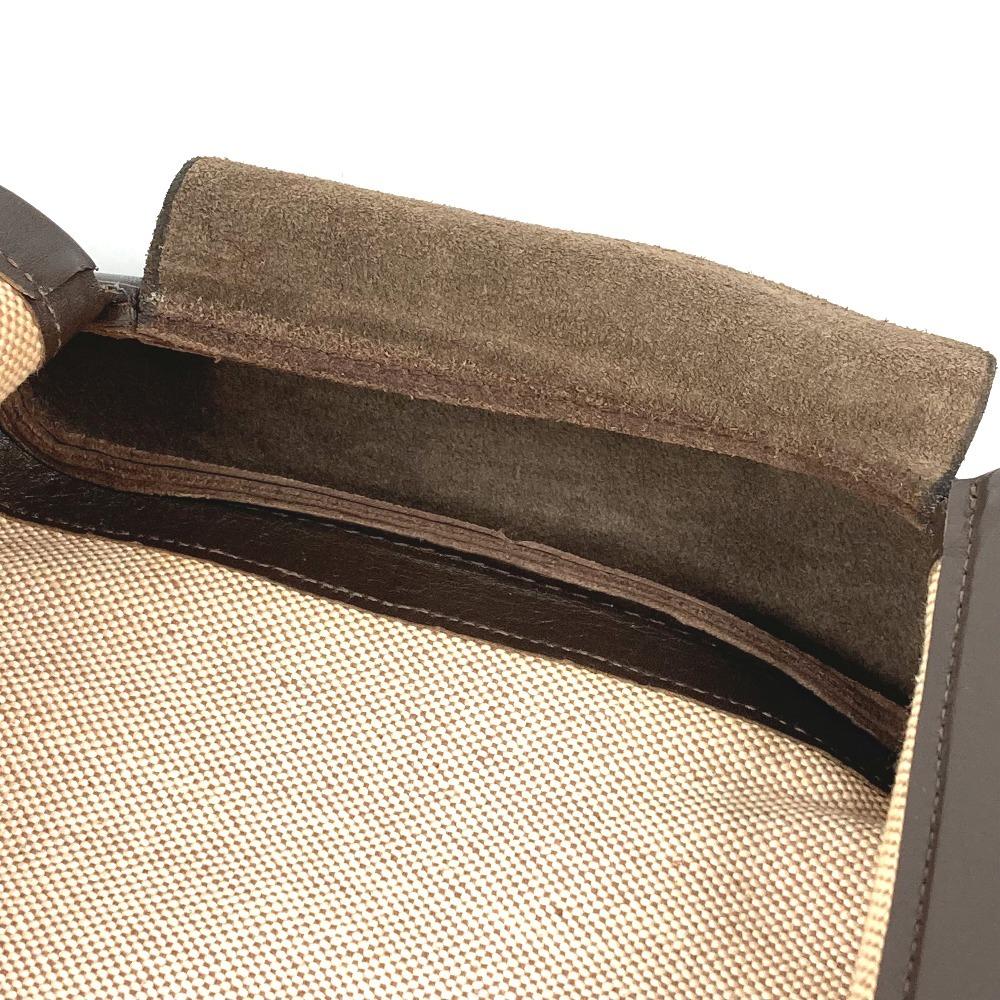 Hermes Equi Pouch Flap Bag Clutch Bag Leather/Canvas Beige/Brown