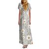 FashWomen's Loose Casual V-Neck Short Sleeved High Waisted Print Dress