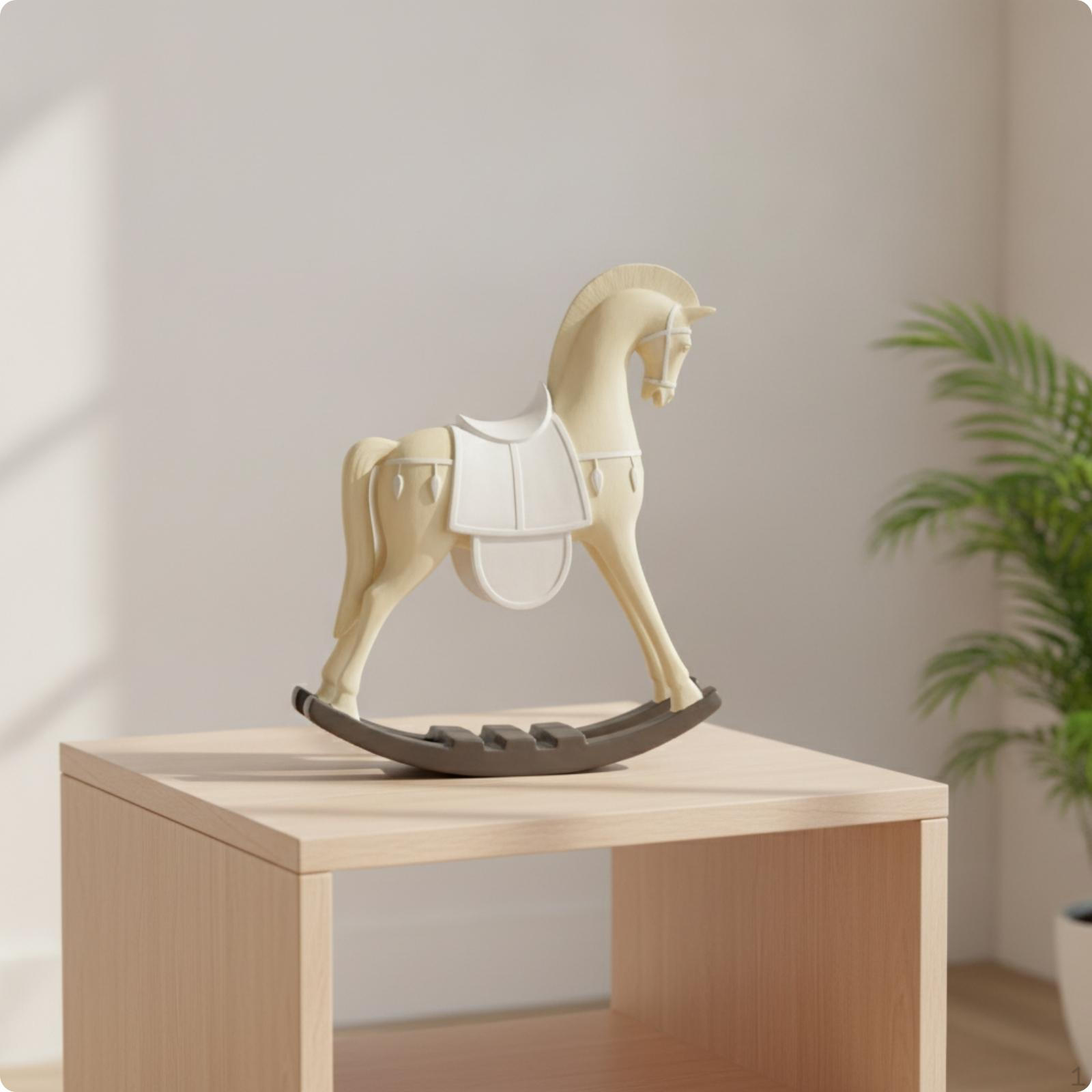 Rocking Horse Sculpture Carved Figurine VintageRetroThemed Tabletop Statue for Mantel,
