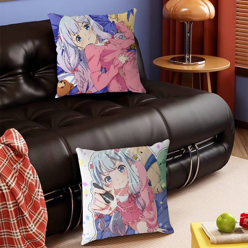 Anime I-Izumi S-Sagiri Decorative Room Aesthetics Pillow Case Home Decor Bedroom Sofa Bed Couch Pillow Cover 45x45