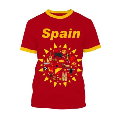 Spanish Series 3D Printed Men's Casual Short Sleeved T-shirt Cross-border New Men's T-shirt