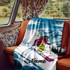 Skier Downhill Snow Mountain Blanket Personalized Name Soft Comfortable Stylish Blanket Car Blanket Perfect For Travel Camping Outdoor Home Suitable