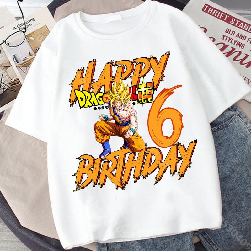 T-shirt a maniche corte per bambino Dragon Ball Stampa Numero Compleanno Cotone Pullover Ragazzi Estate Casual Girocollo Top Regalo di Compleanno per Bambini
