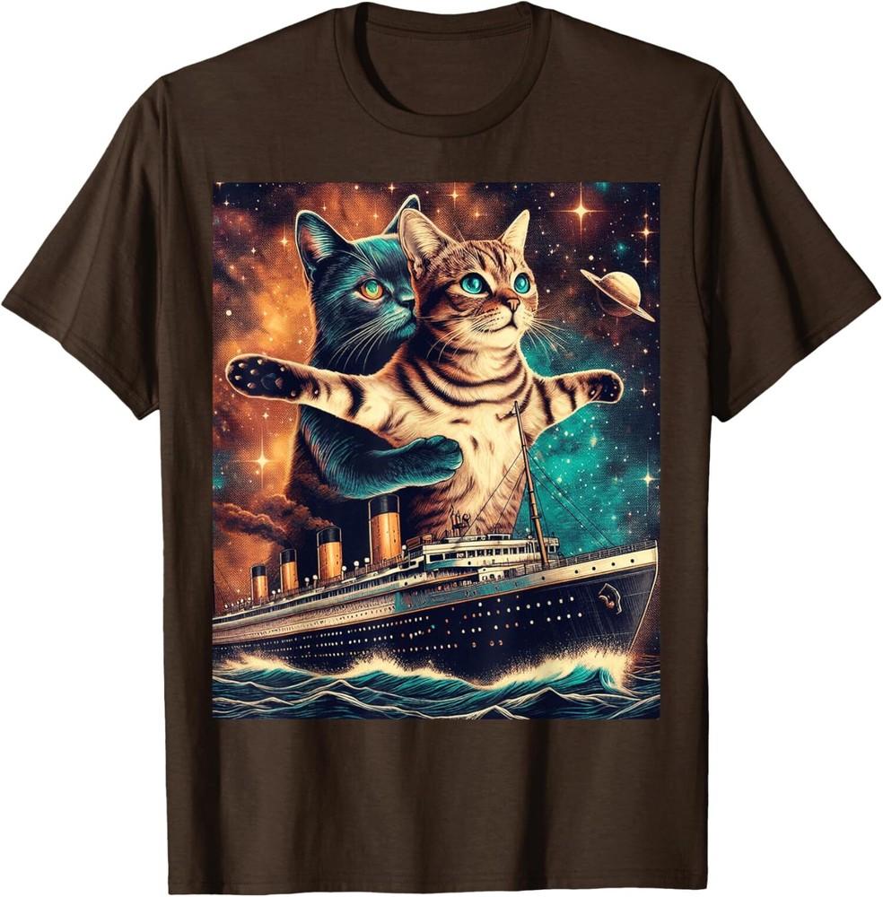 Funny Humor Titanic Cat Meme for Cat Lovers Sarcastic Unisex TShirt Unisex T-Shirt XXL