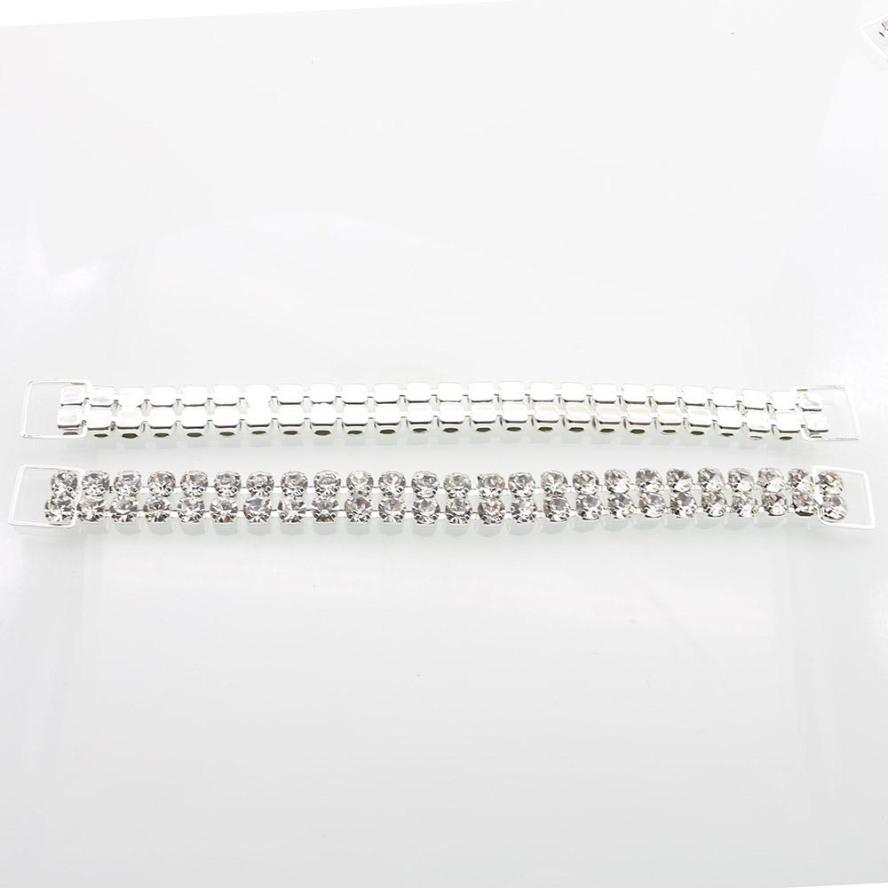 6pcs13 * 160MM Double Row Rhinestone Gold And Silver Decorative Chain/bikini Connecting Buckle For Shoulder Strap Clothing Acces