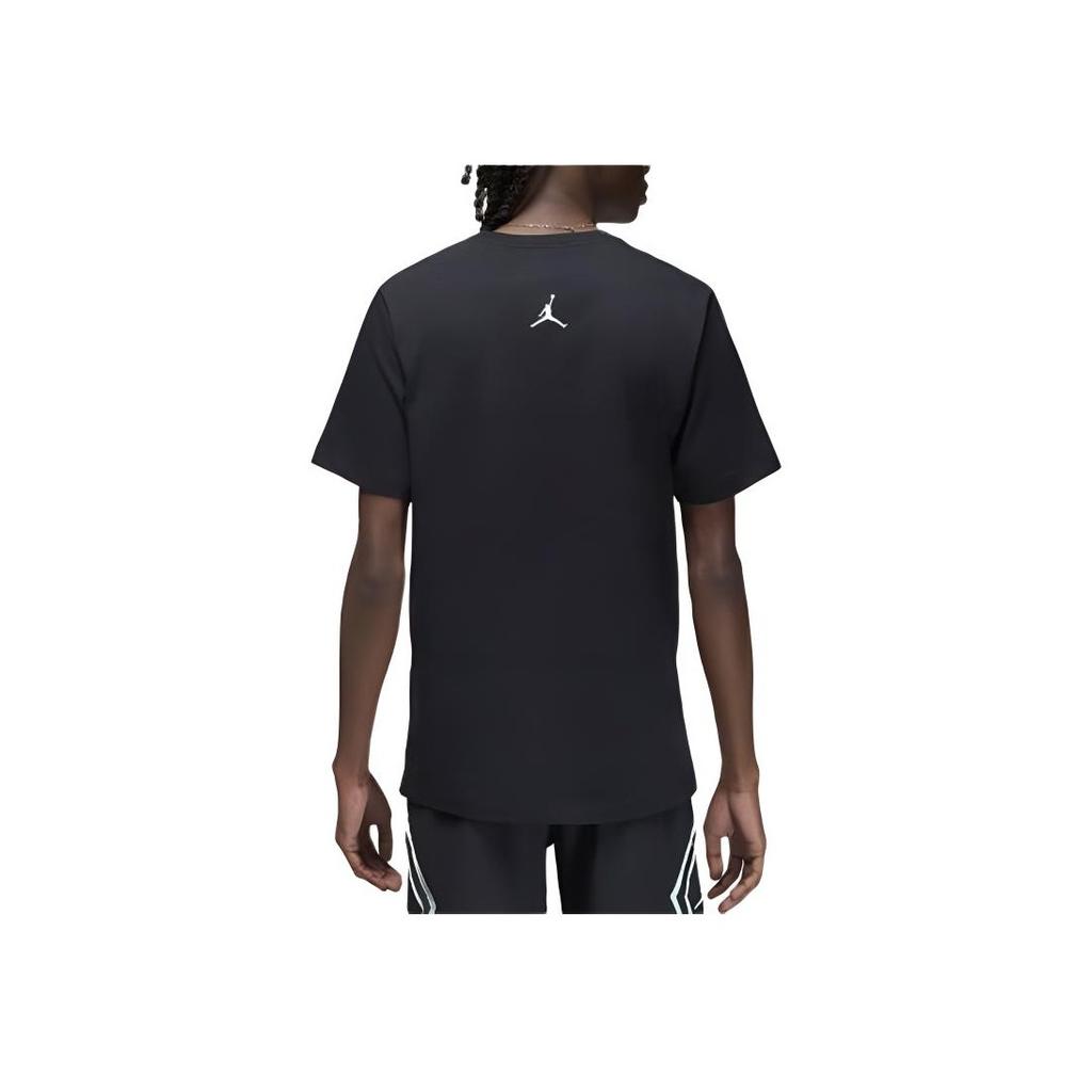 Jordan Sport Logo Letter Print Character Pattern Ribbed Round Neck Short Sleeve T-Shirt Men Tops Black FN6016-010