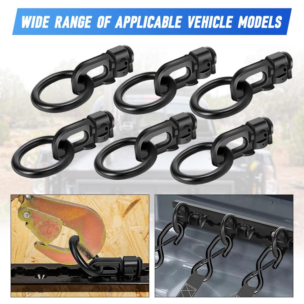 6pcs L-Track Double Stud Tie Down Fitting with O Ring Used with L Track Rail for Truck Bed Trailer Cargo Control Pickup RV ATV