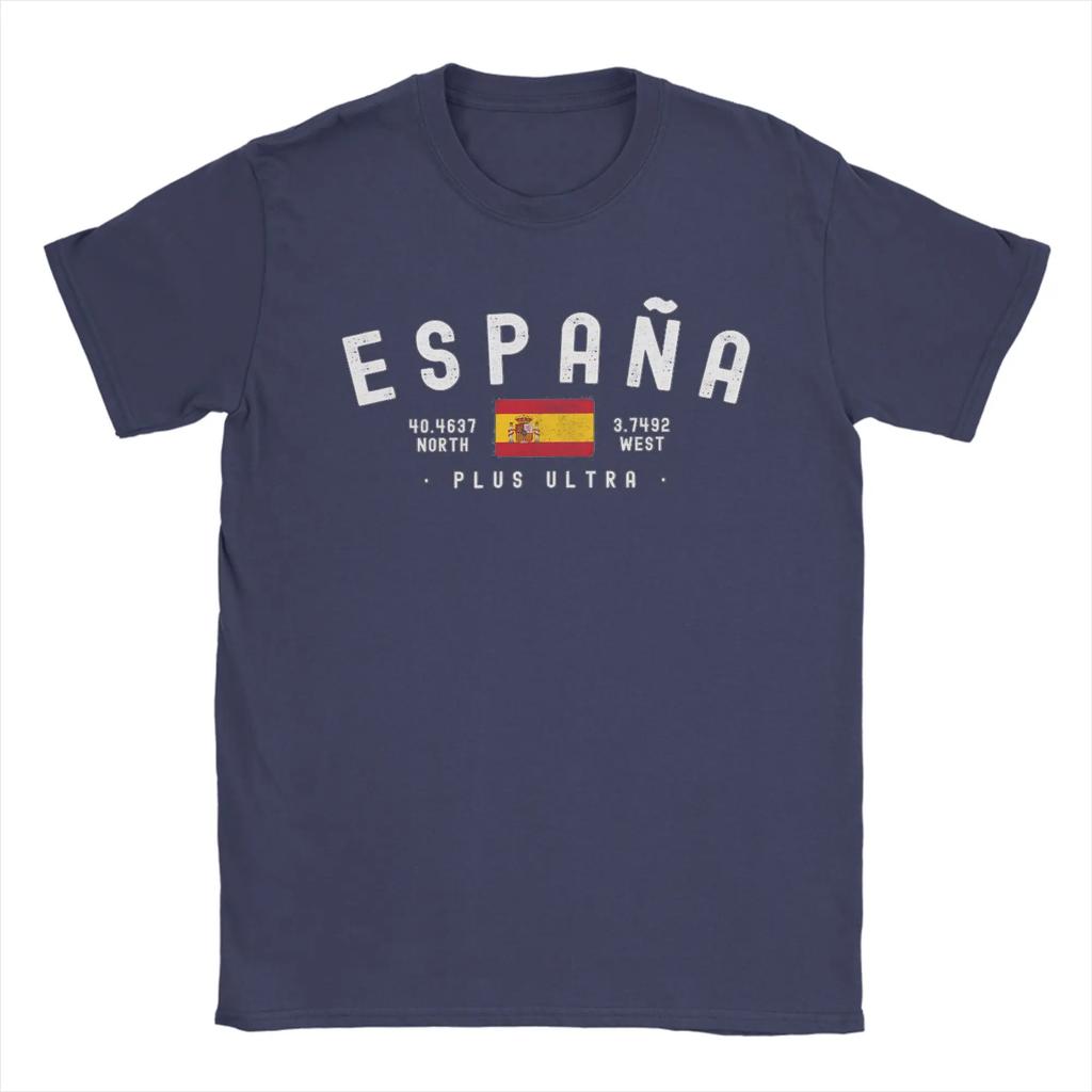 Men T-Shirts Spanish Flag  Casual 100% Cotton Tees Short Sleeve  T Shirts Crewneck Clothes Summer