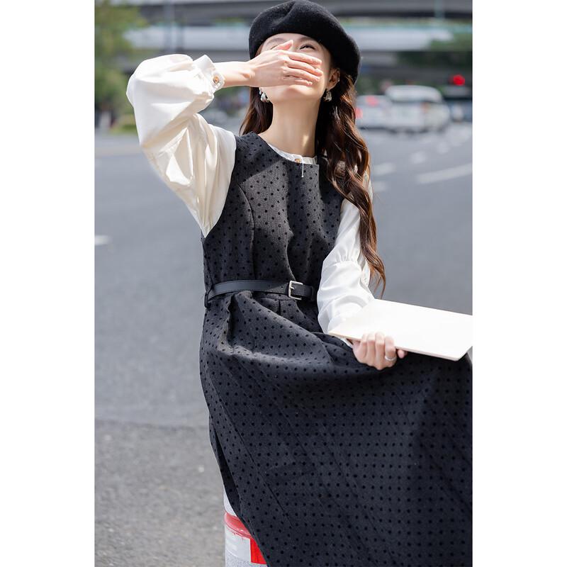 Mocana French Retro Polka Dot Vest Dress