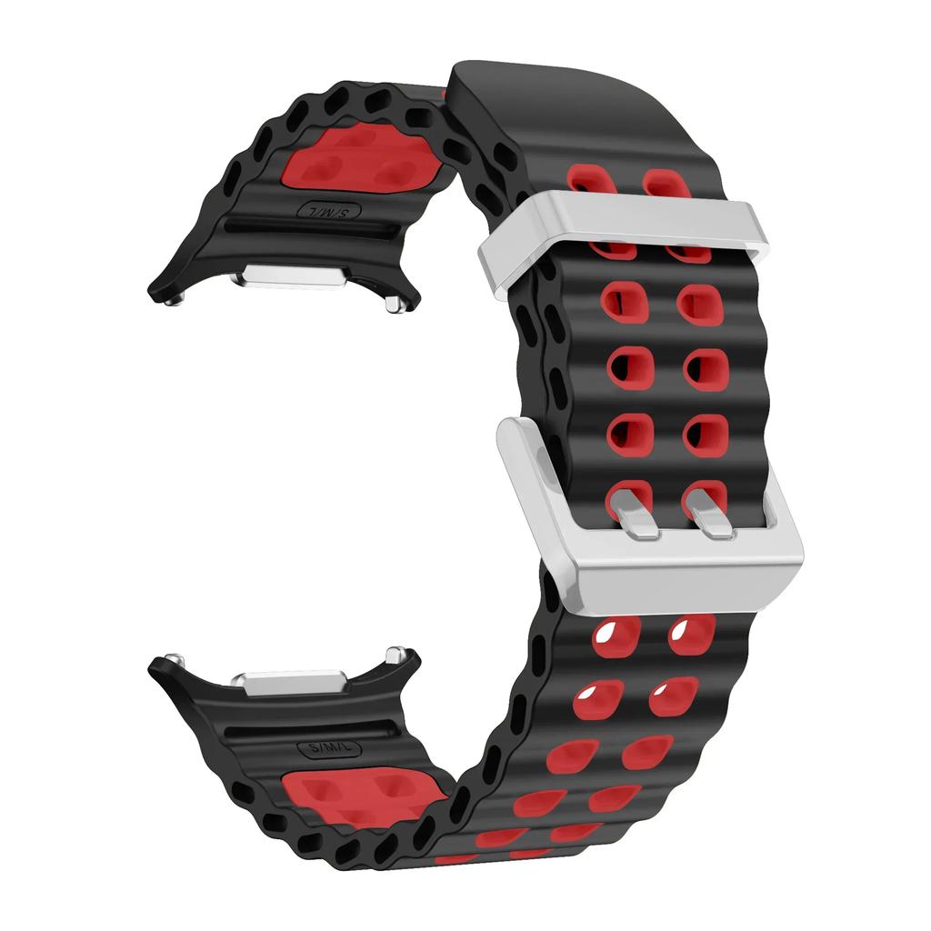 NEW Marine Silicone Strap For Samsung Watch 7 Ultra 47mm Bracelet No Gaps Sport Two-tone Band for Galaxy Ultra Watchband Straps