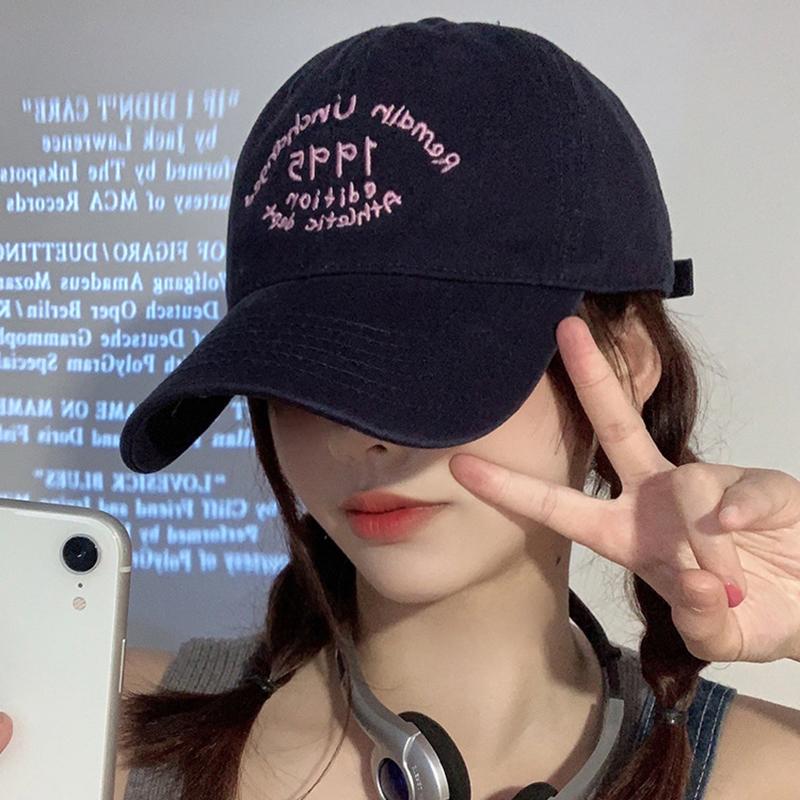 Ricygvm Letter Embroidery Baseball Cap For Women Fashion Duck Tongue Caps Korean Girl Outdoor Sun Visors Solid Cotton Peaked Hat
