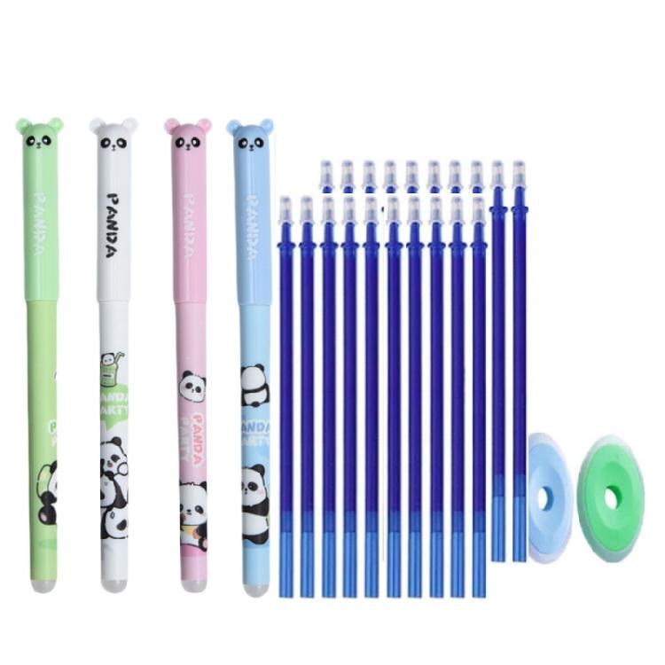 4Pieces Cartoon Gel Pen with Pen Refills and Eraser Erasable Gel Pen 0.5mm Needle Tip Office Writing Pen for Writing