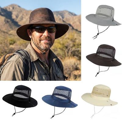 Sombrero de Pescador de Malla Transpirable Portátil de Ala Ancha Plegable Sombrero de Sol Impermeable Protección Solar Sombrero de Pesca Camping