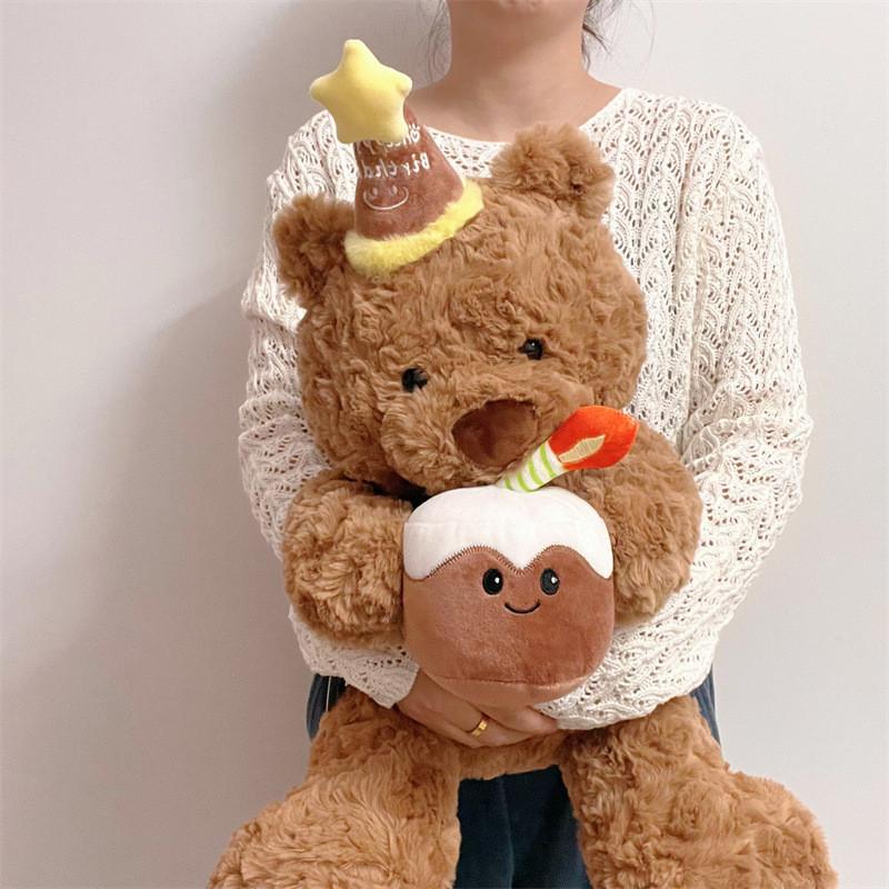 Bear Stuffed Cake Toys Girl Cute Sleep Comfort Dolls Birthday Holiday Gifts