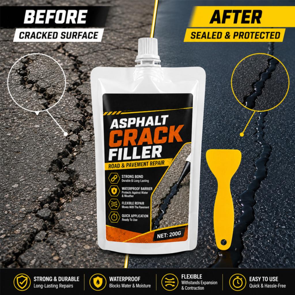 Asphalt Rissfüller Straßen- und Gehwegreparatur Starke Haftung Wasserdichte Barriere Flexible Reparatur Schnelle Anwendung 200g