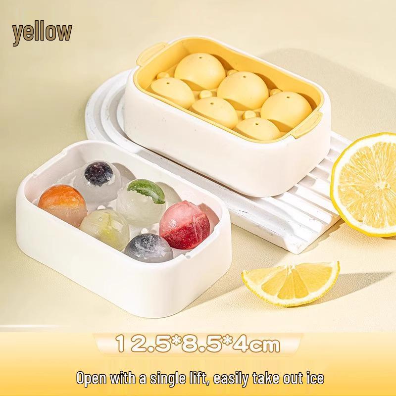 

Round Ice Cube Tray with Lid - Soft Silicone for Mini Ice Cubes вершковий/жовтий