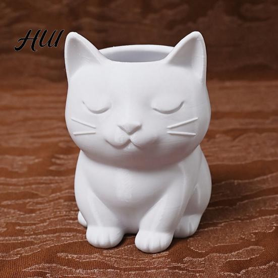 Cat Shaped Pencil Holder Pen Holder, Cute Kitty Desk Organizer for Stationery Storage, Large Healing Decor Capacity Stand Office Home, Creative