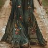 Women's Long Sleeve Maxi Dress Collar Buttons Retro Floral Print Pleated Boho Long Dress