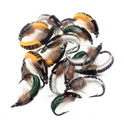 Wifreo 12ST Flugfiske Nymf Scud Worm Fluga Realistiska konstgjorda insektsbete lockar med krok Storlek 8 10 12