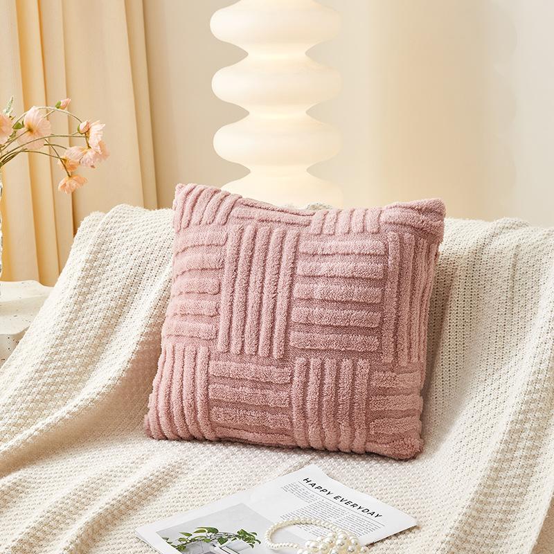 Pillowcase Woven Plush Sofa Pillow Sleeve Solid Color Soft Cushion Cover