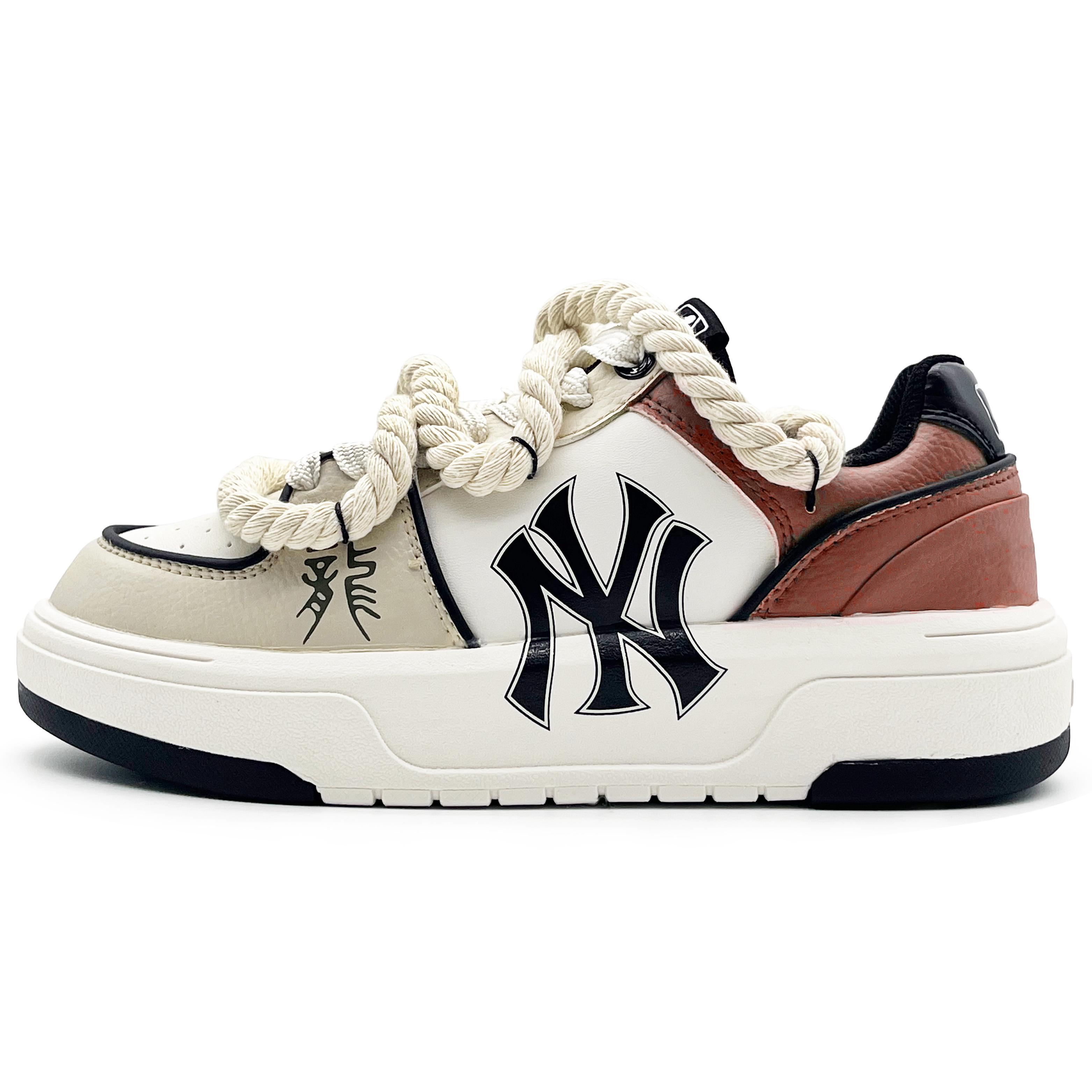 

MLB Chunky Liner Abrasion Resistant Height Increasing Low top Skateboard Shoes Unisex Beige White Red 3ASXCA12N-50WHS(Team131-) 38.5
