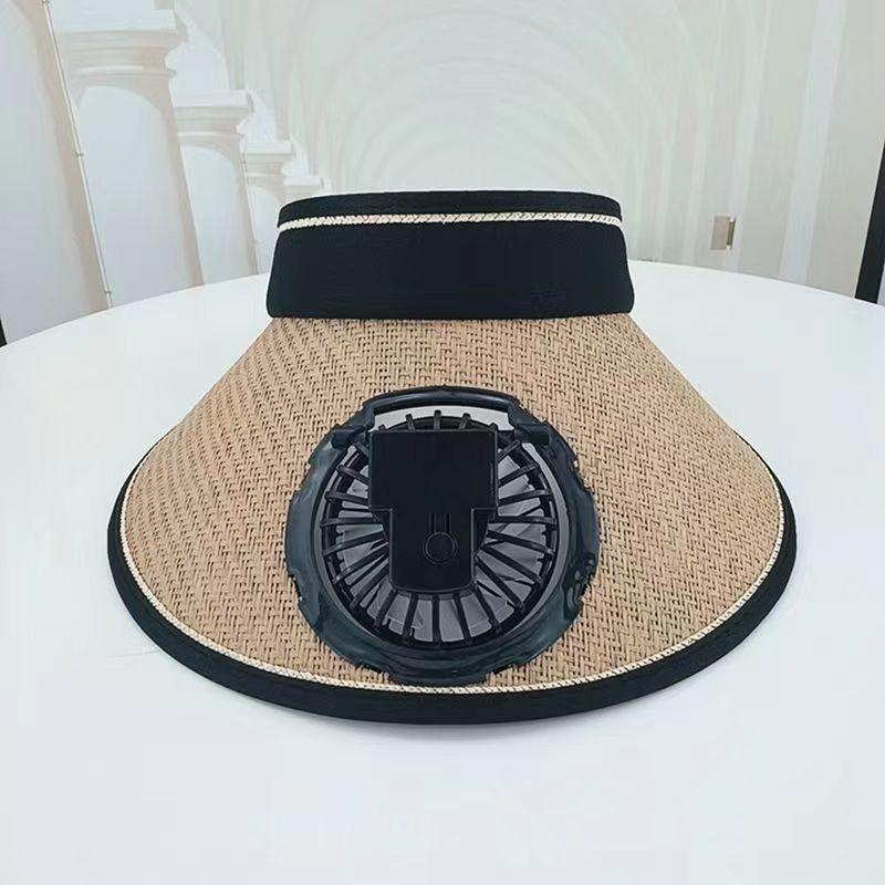 Letní malý standardní Lafite slaměný klobouk na opalování nastavitelný s ventilátorem Klobouk na opalování Odstín Plážový klobouk Čelenka Dámské