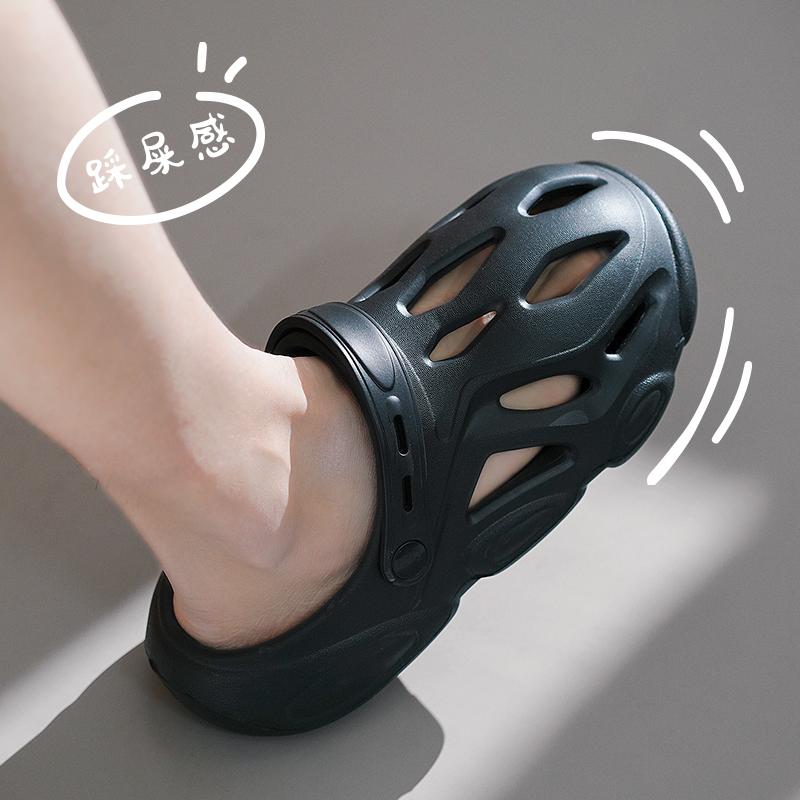 2024 Summer Beach Shoes for Men Fashion Trend Hollow Breathable Hole Shoes Soft Non-slip Lightweight Comfortable Casual Sandals