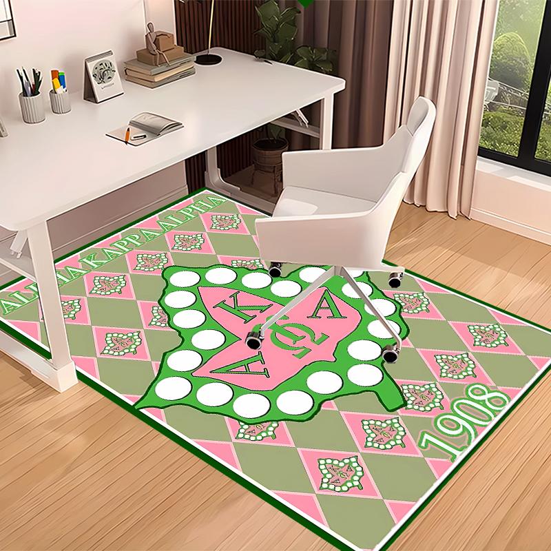 1pc AKA Logo Print Area Rug - Soft, Washable Non-Slip Indoor Mat for Office Chairs, Living Room, Home Office Decorative Rug