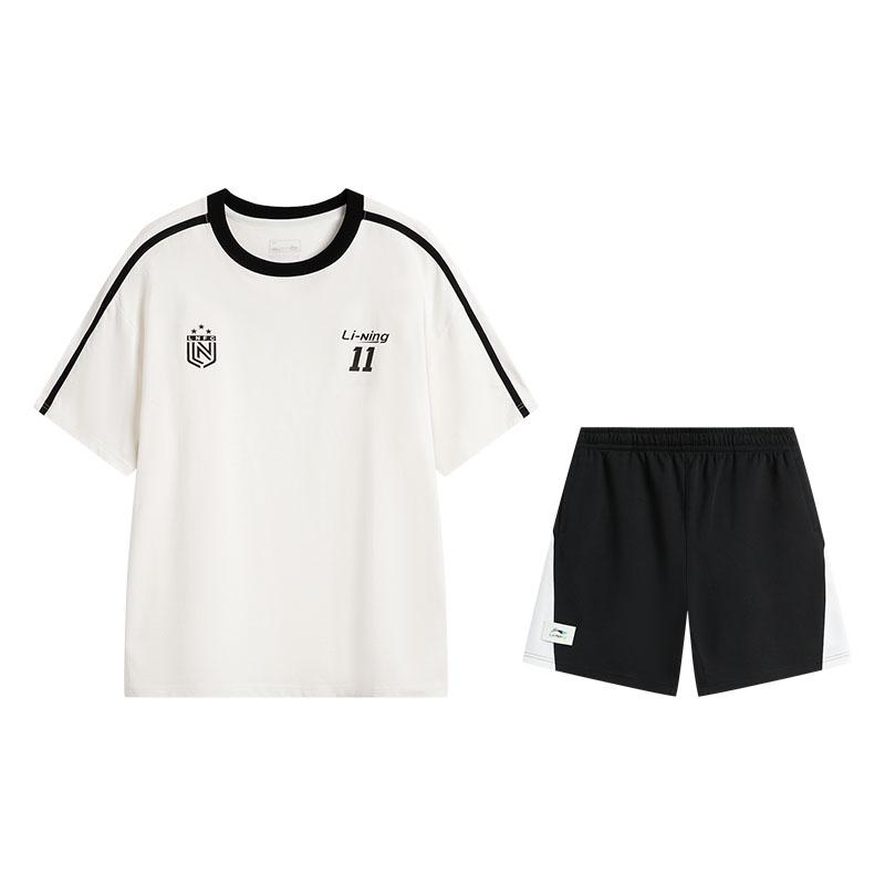 

Li-Ning Versatile Comfortable Breathable Casual Sports Suit Men suit White Black AHSV987-1+AKSU955-2 S