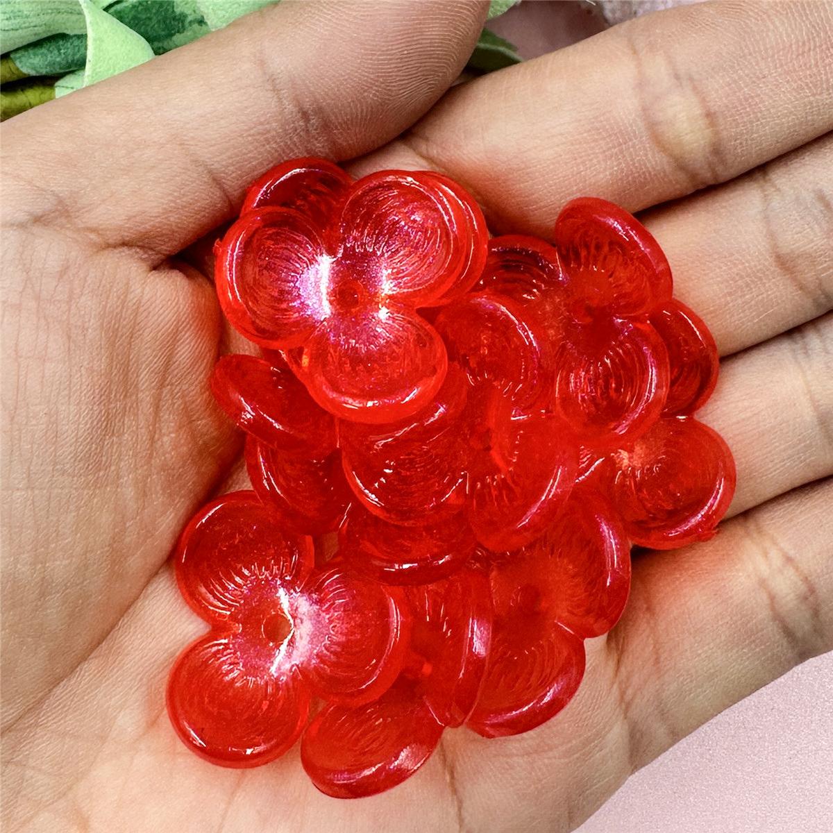 

22,6 мм трехлепестковые цветы прямое отверстие выдолбленные бусины ручной работы из бисера 10 шт. цепочка для мобильного телефона акриловая заколка аксессуары красный