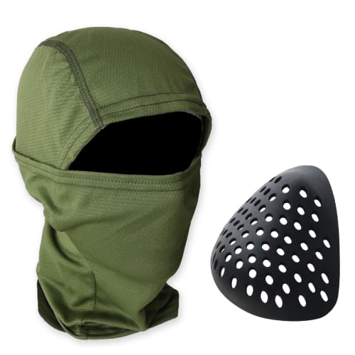 SHENKEL Mesh Fabric Balaclava Face Mask, Camouflage (OD Olive Drab) with Silicone Inner Mask Set, Quick-Drying and Breathable