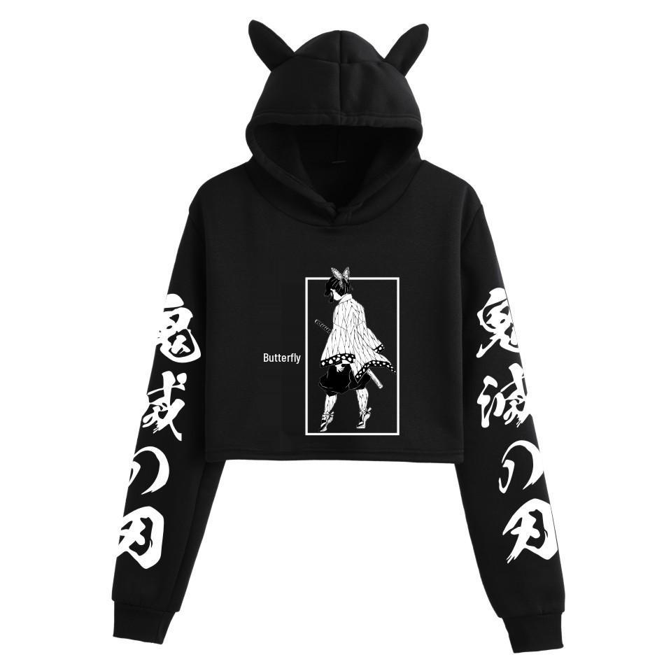 Demon Slayer Japanese Anime Cat-Themed Women's Two-Piece Crop Top & Shorts Set
