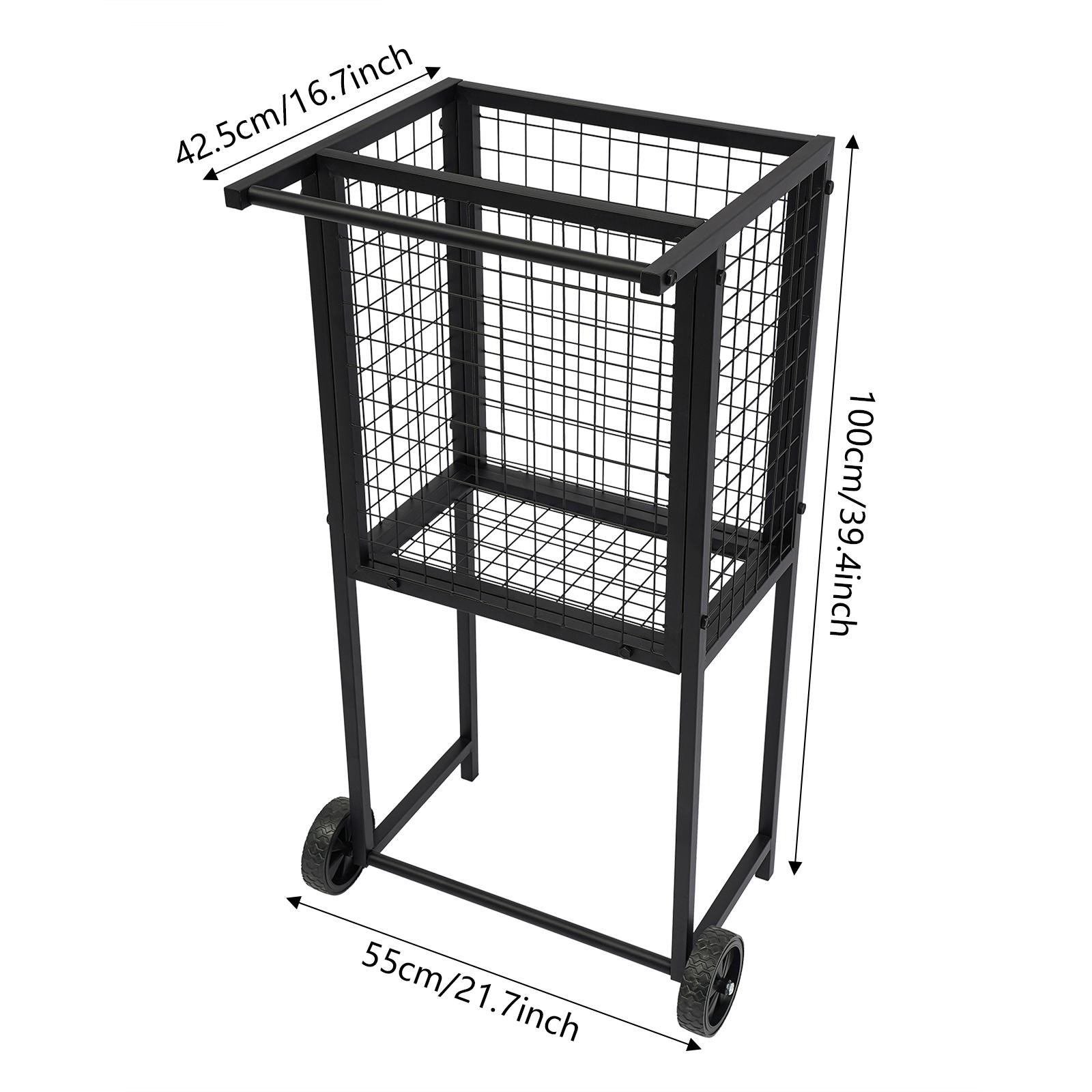 

Тележка на колесах для теннисных мячей, Профессиональная теннисная тележка, Тележка для теннисных мячей из премиальной углеродистой стали, Пластик для теннисных кортов чёрный