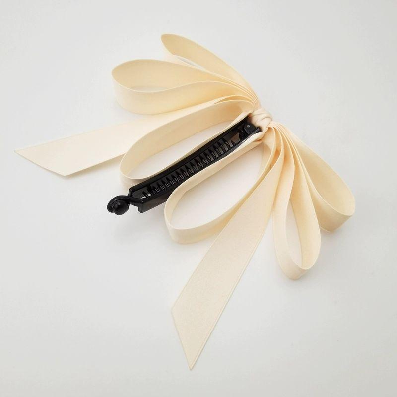 Korean Fashion Bow Banana Clip for Thick Hair - Vertical Ponytail Hairpin