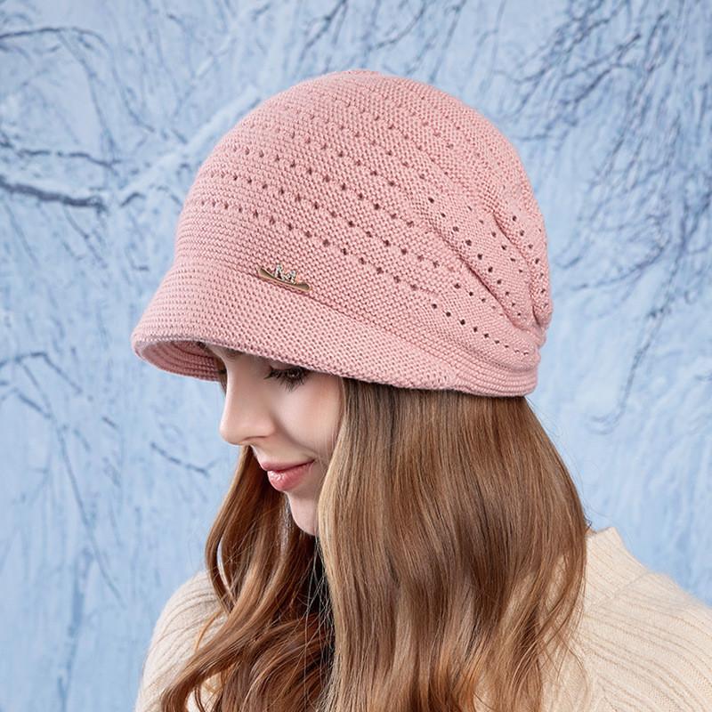 Knit Hat For Women Winter Warmth Acrylic Short Brim Casual Fashion Accessory Pink