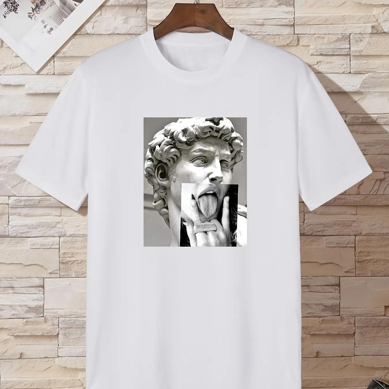Fun David Michelangelo Buonarroti Works Printed Womens Short Sleeve TShirt Trendy Graphic Printed Cotton Top S