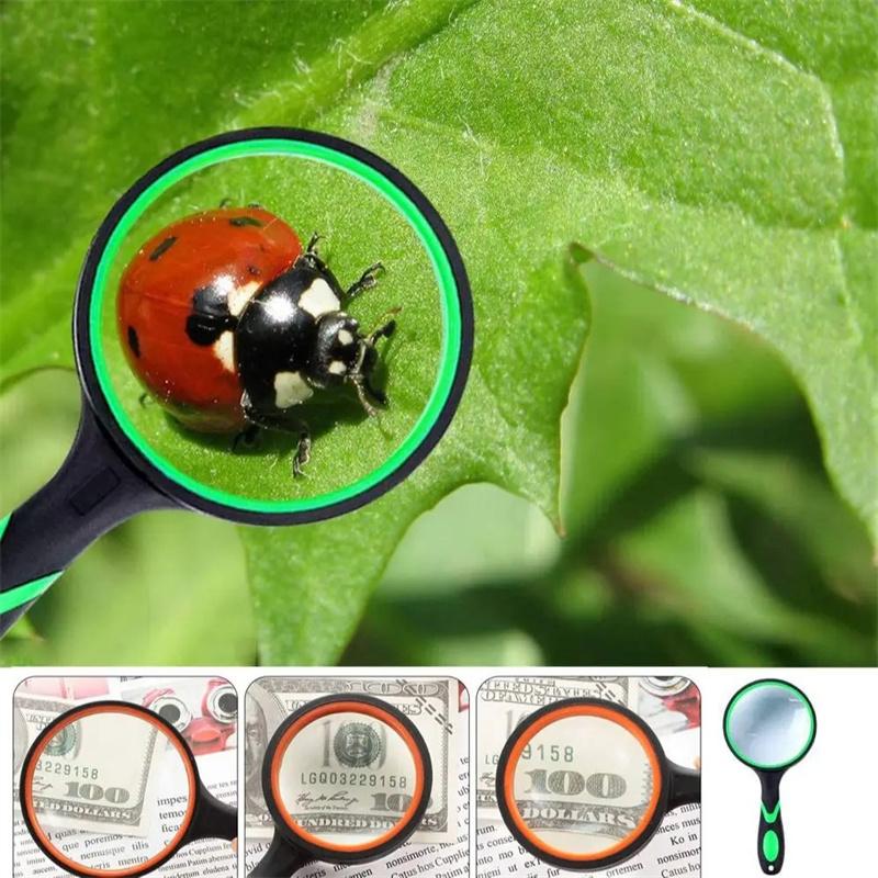10x Magnifying Glass for Kids Seniors Handheld Reading Magnifier Non Slip Shatterproof Lens for Exploration