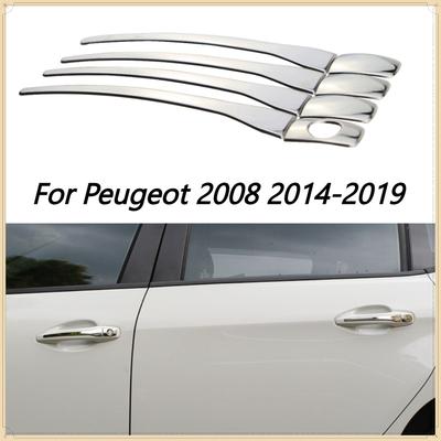 For Peugeot 2008 2014-2017 2018 2019 Car Door Handle Cover Trim 8pcs Stainless Steel Styling Decorative Accessories