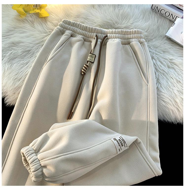 American Style Vintage Velvet Sweatpants Women Fashion Loose Autumn Winter Trouser Thicken Casual Pants Tide