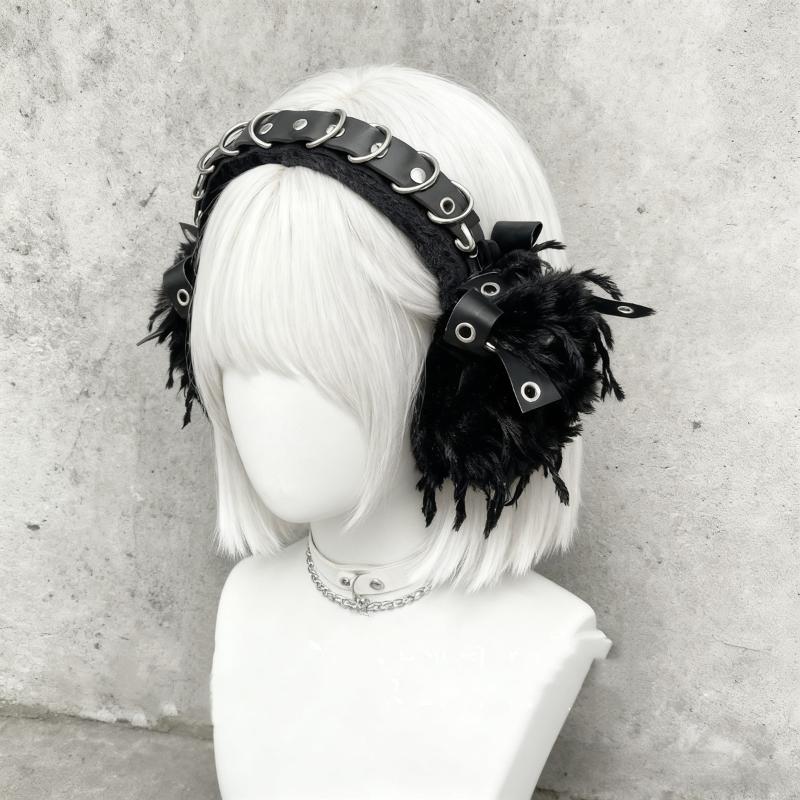 Punk Ear Warmers Protection Plush Fluffy Y2K Harajuku Wind Dark Warmth Ear Muffs Ear Cover Costume Props Party Accessories