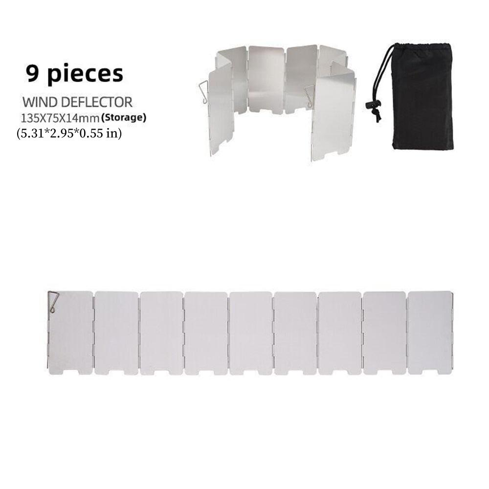 10 Plates Aluminum Stove Windscreen – Foldable Camping Windshield With Drawstring Bag, Portable Butane Stove Wind Blocker For Outdoor Cooking