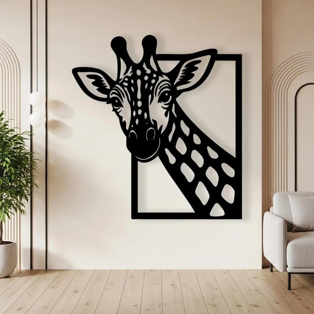 Iron Art Oversized Giraffe Wall Art Vertical Animal Decor 3D Framed Giraffe Head Sign Safari Wildlife Gift