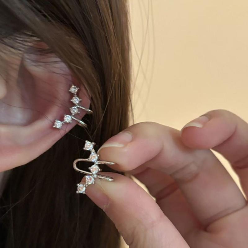 

Fashion Geometric Cubic Zirconia Clip Earrings For Women New Ins Simple U-shaped Without Pierced Ears Zircon