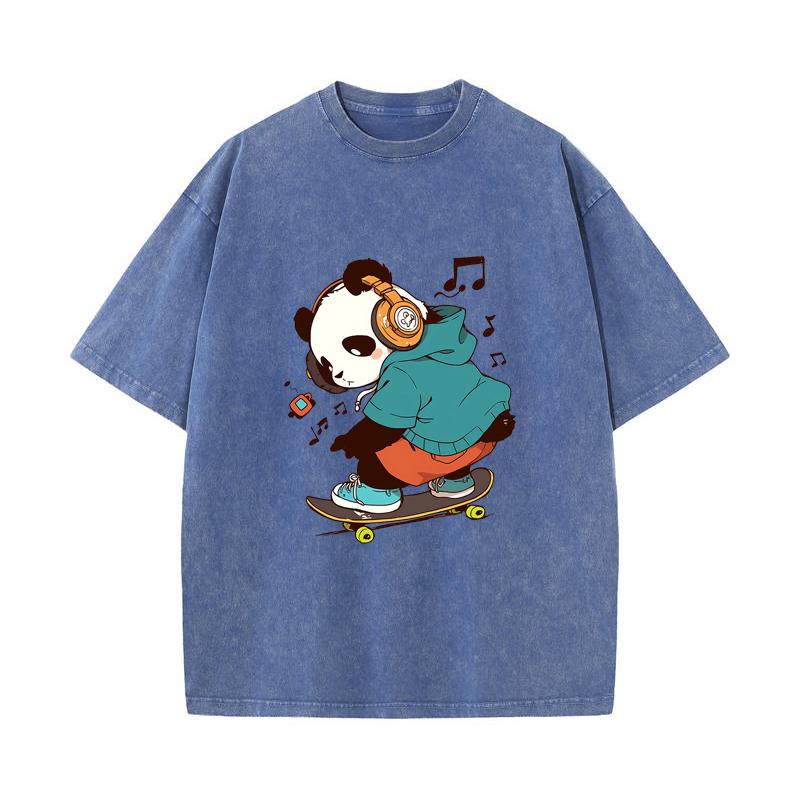 XH+90 MINISO 2026 Summer Vintage Wash Printed Pure Cotton Shoulder Style Men's and Women's Round Neck Short Sleeved Couple T-shirt