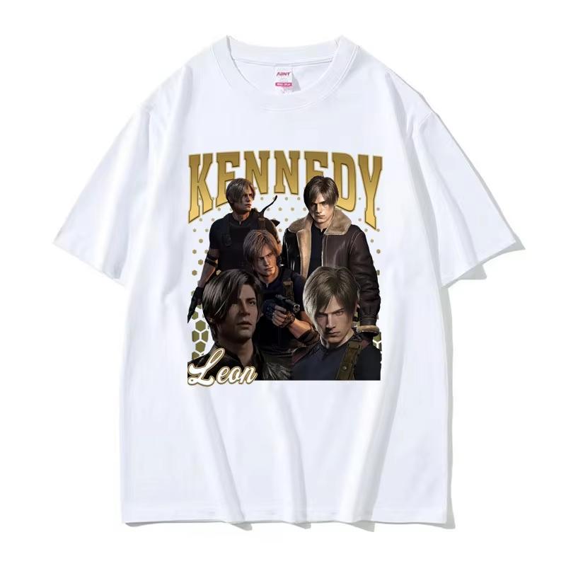 Limited Leon Kennedy Vintage Graphic T Shirt Dent Evil 4 Harajuku Movie Tee Shirt Unisex Women Fashion Oversized Tshirt Streetwear