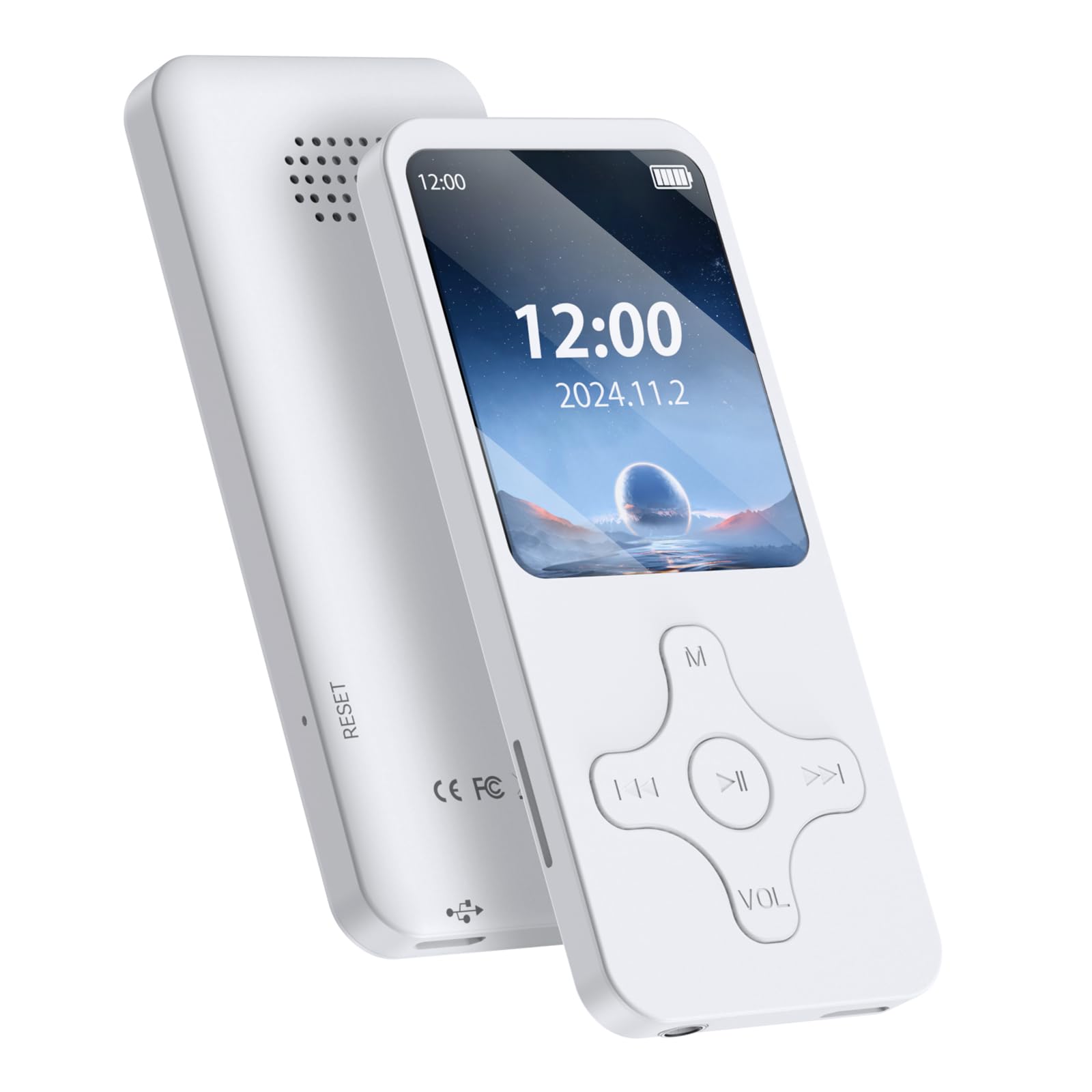 

KOVCDVI MP3 Bluetooth Музика Цифровий Аудіо Великий Легкий OTG FM Ідеально підходить для Мови та Інструкції Білий Плеєр, 64 ГБ, 5.0, Плеєр, Вбудований білий