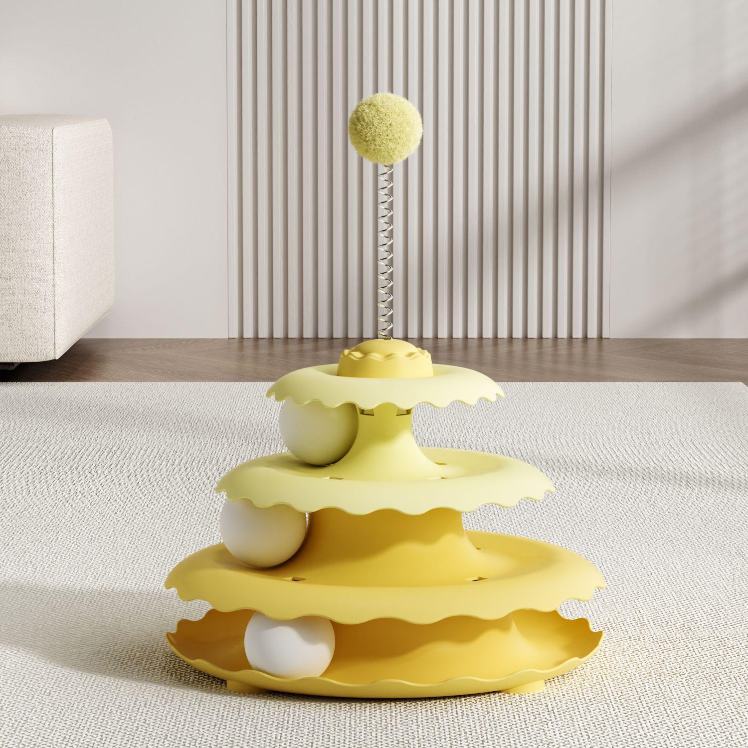 

3 Layer Cat Toy with Spinning Balls Interactive Playtime for Kittens to Release Energy and Have Fun